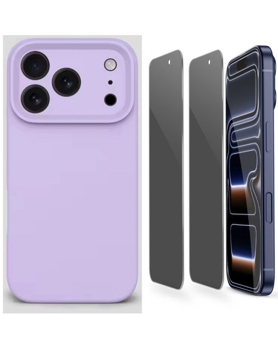 Husa Silicon Plate si Folie Sticla PRIVACY - Iphone 17 AIR PRO MAX