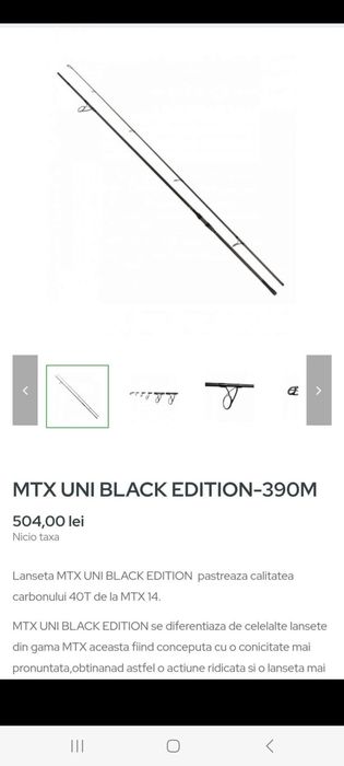 Vând lanseta MTX UNI 3.90 BLACK EDITION