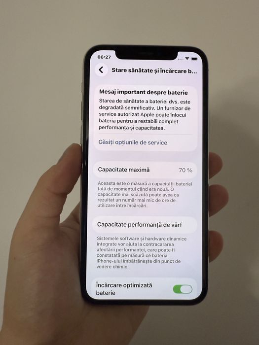 IPhone 11 PRO, 256 GB, Silver, Face ID functional, baterie 70%