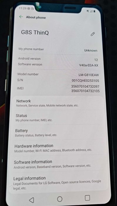Telefon LG G8S Thinq, alb, cu incarcator