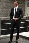 Costum slim 46 S premium Club Of Gents lana respirabila negru