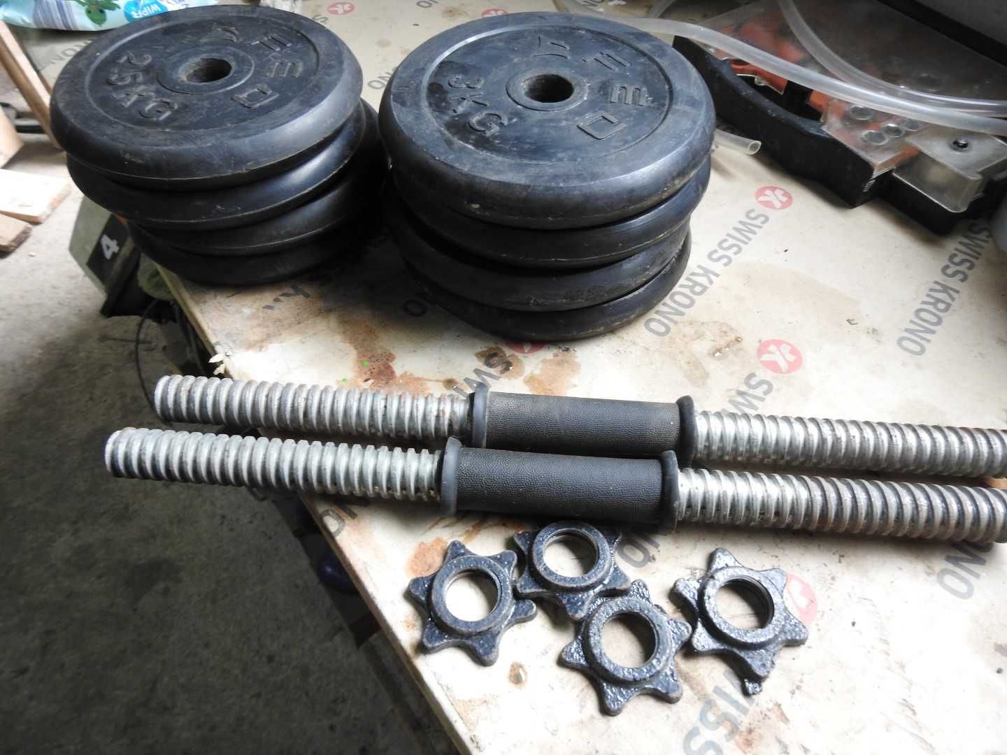 Set 2 gantere si bara greutati 50 kg