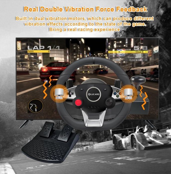 Volan DuLingKer pentru PC cu pedale și schimbător,volan de gaming 270°