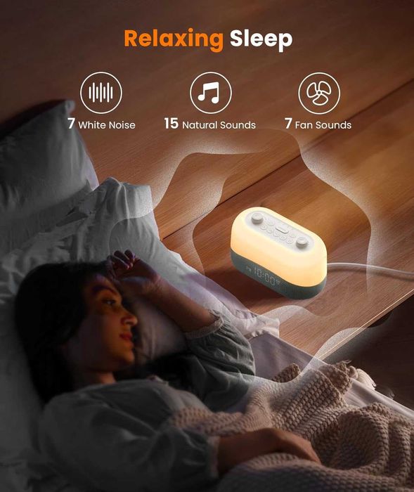 Dispozitiv Sunete Albe VALA® W20, 4-in-1, 29 Sunete HD, 8 Culori