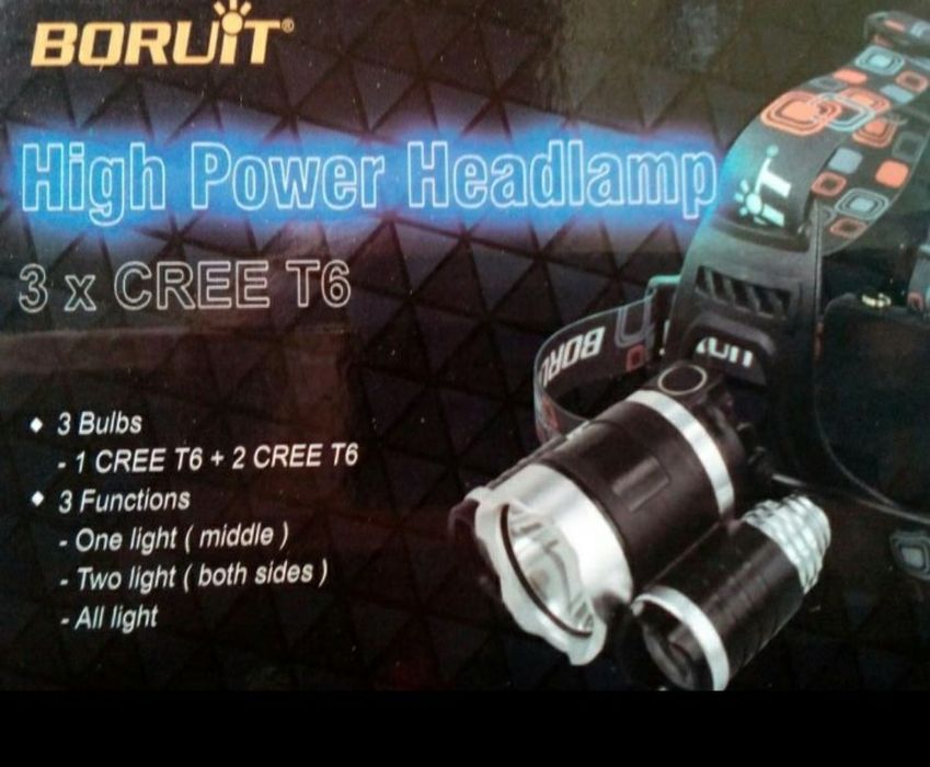Челник фенер 3xCREE T6 led с 2 батерии 8800 mah