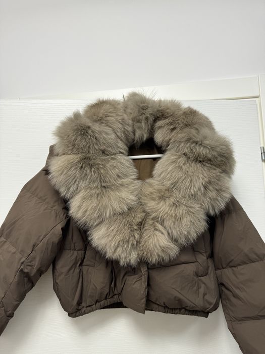 Geaca de fas, cu puf de rata si blana naturala de vulpe, marimea S