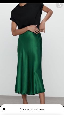 Зеленая атласная юбка