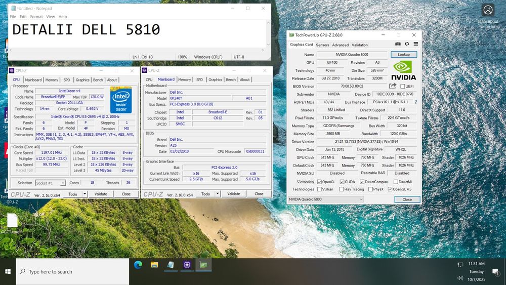 Server Dell T5810 , 18 cores/36 threads, 128gb Ram, Nvidia Quadro 5000