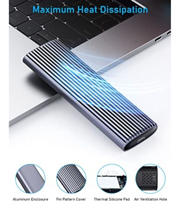 Rack SSD M.2 NVME SSD Enclosure, Beikell USB C 3.2 Gen 2*1 10Gbps M.2