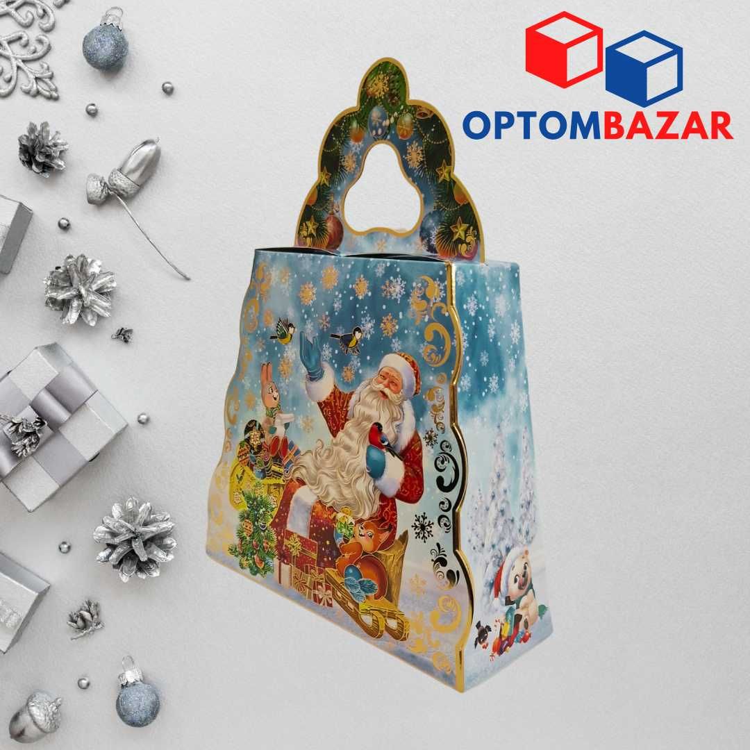 Yangi yil sovg'alari uchun oqlangan ko'k va oltin karobka!