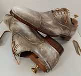 Panfofi de lux 40.5 41 41.5 monk GREVE NOI lucrati manual piele patina