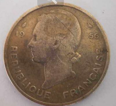 Френска Западна Африка - 25 франка, 1956 г., рядка, 27D