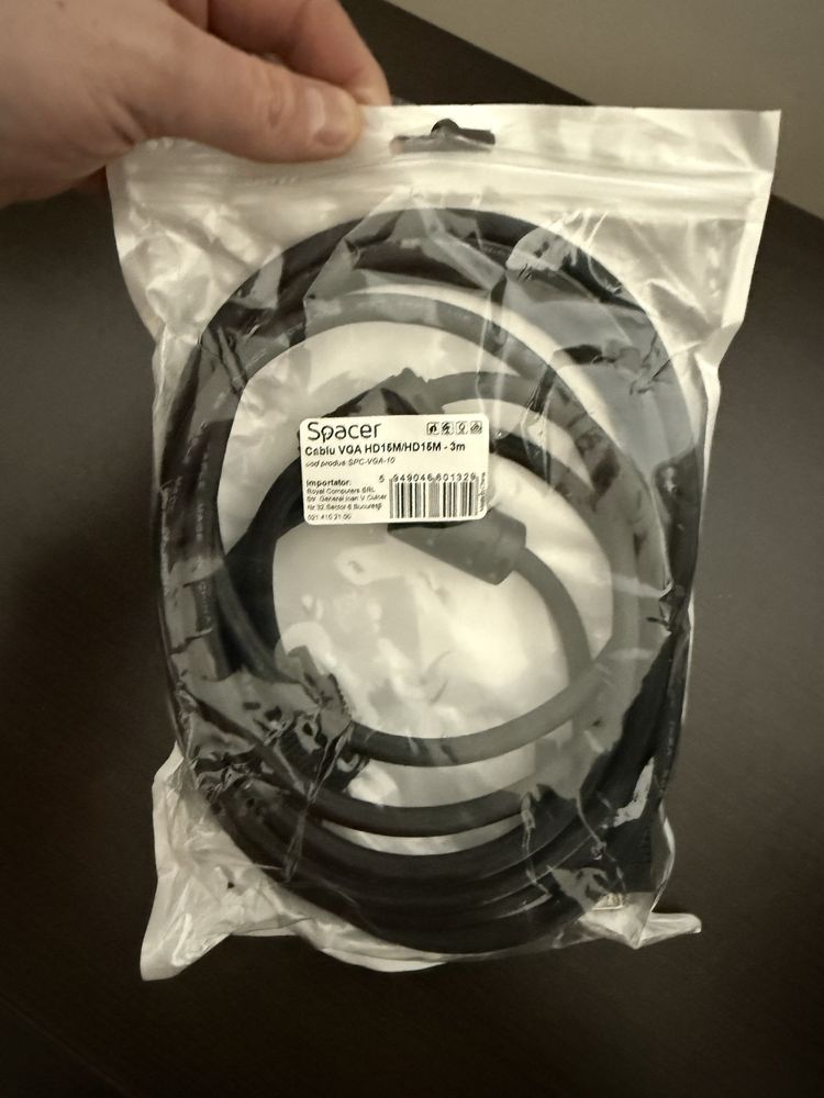 Cablu VGA HD, 3 metri lungime, nou