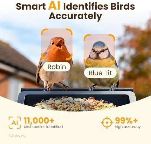 Нова Смарт хранилка за птици с AI разпознаване 2.5K камера за открито