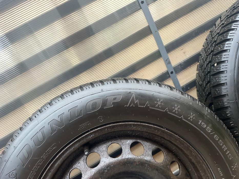 Vând set roti iarna 195/65/15 cu Jante otel  5x112 pe 15"