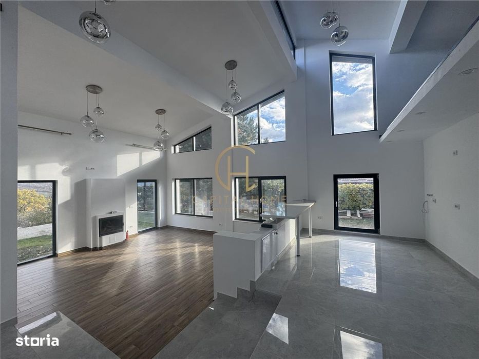 Vila single, arhitectura moderna, 1500 mp teren, beci