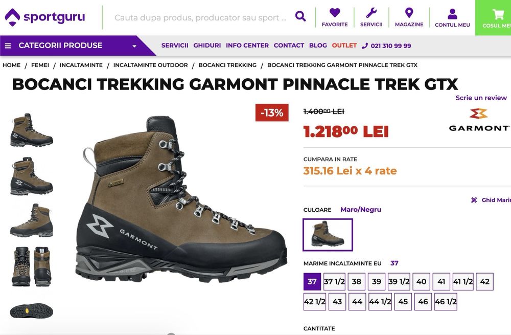Bocanci Trekking Garmont Pinnacle TREK GTX-MARO/NEGRU 43