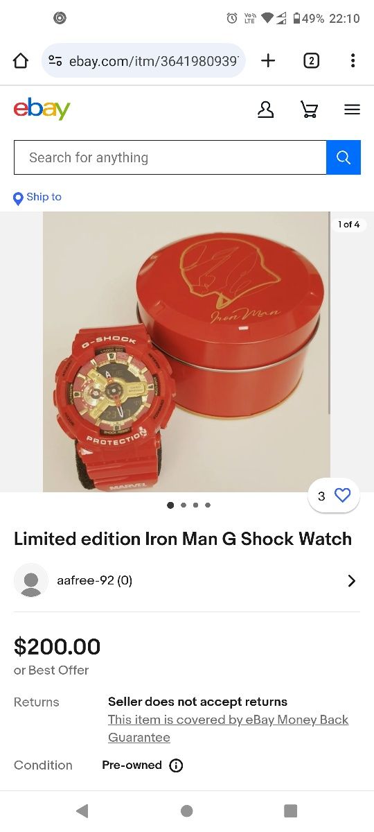 Casio G Shock Marvel iron man  Оригинален Часовник лимитиран