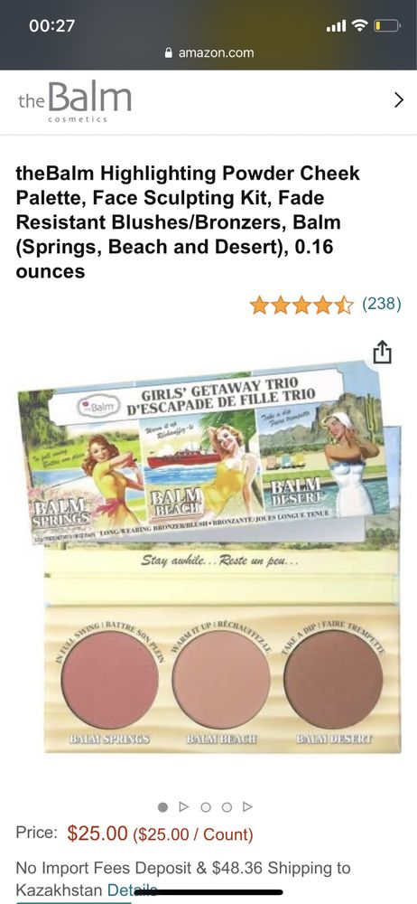 Румяна The Balm Girls getaway trio почти новые