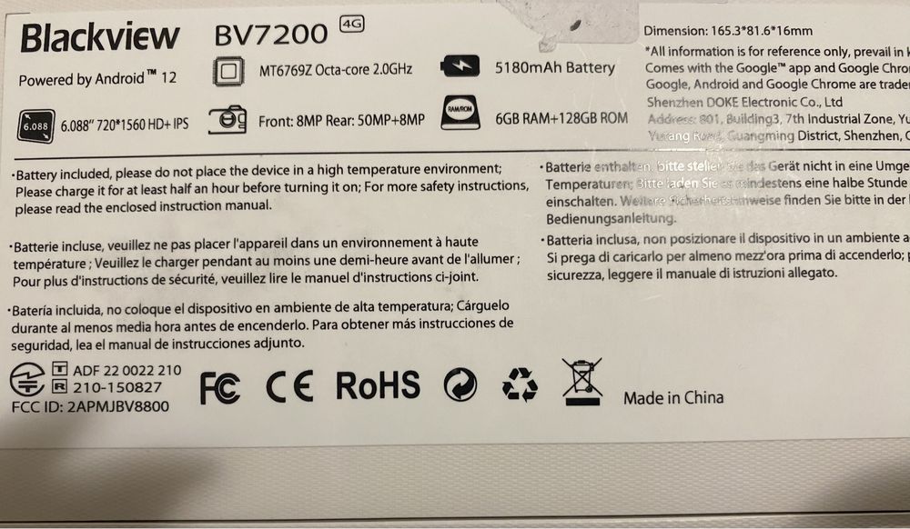 Telefon Blackview BV7200. Nou.