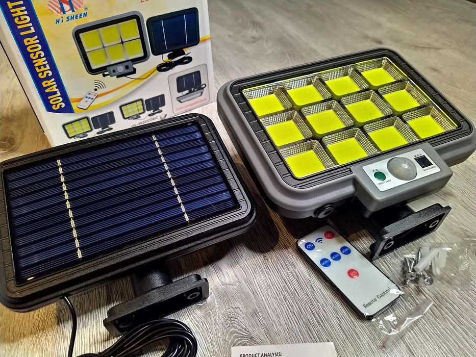 Lampa solara 288 LED-uri COB senzor de miscare si telecomanda, Camping