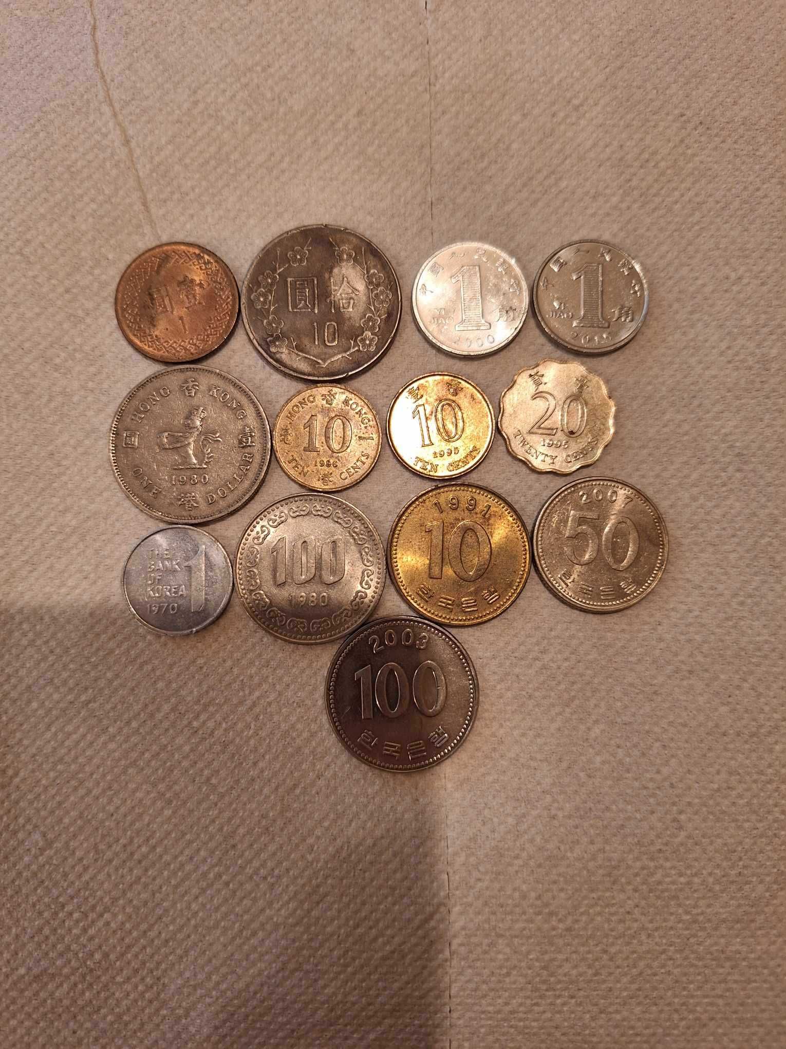 Vand Lot 13 Monede Asia - Taiwan, Hong Kong, Correa de Sud, China