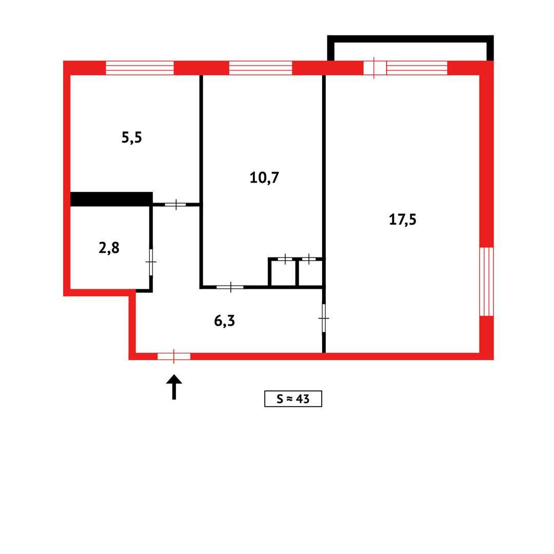 Продам 2-комнатную квартиру, 42 м, по пр. Абая 2мкр.