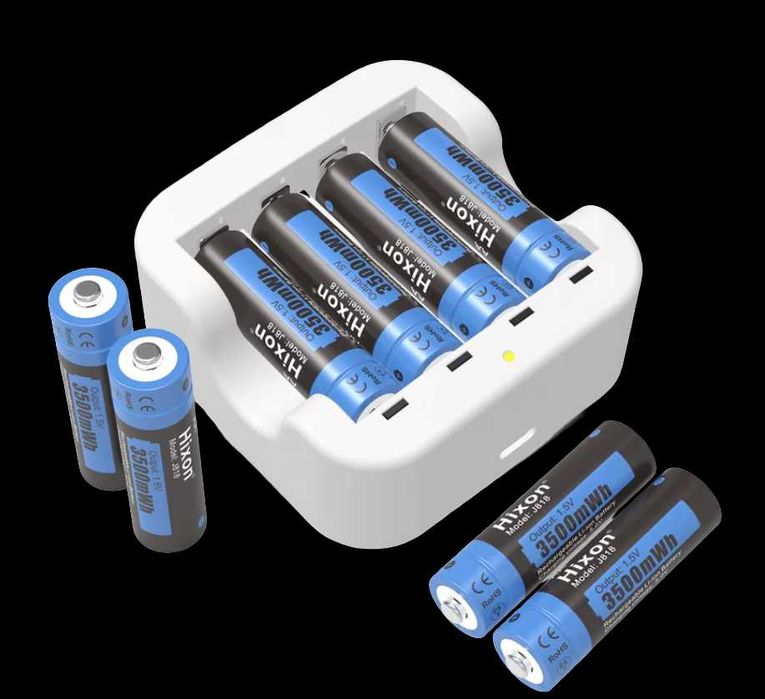 Hixon перезаряжаемые литиевые батарейки AA 8шт  с зарядным устройством