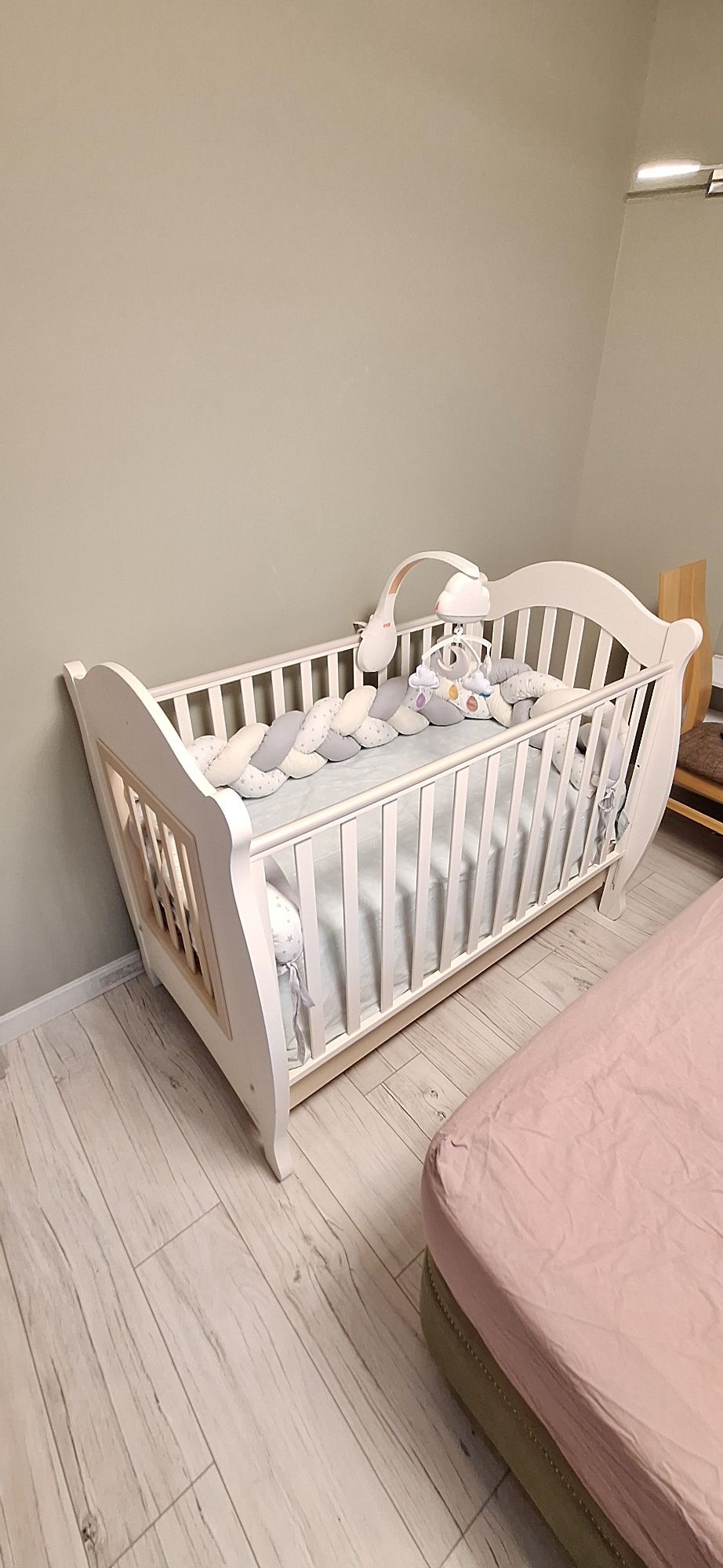Дървено бебешко бяло легло кошара Baby Italia