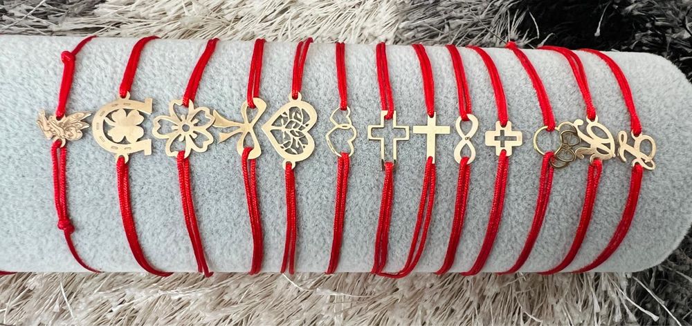 Bratari cu snur si bilute/pandantive aur 14k