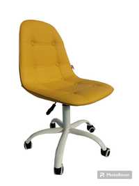 Офис стол Таня еко кожа жълт с бели крака