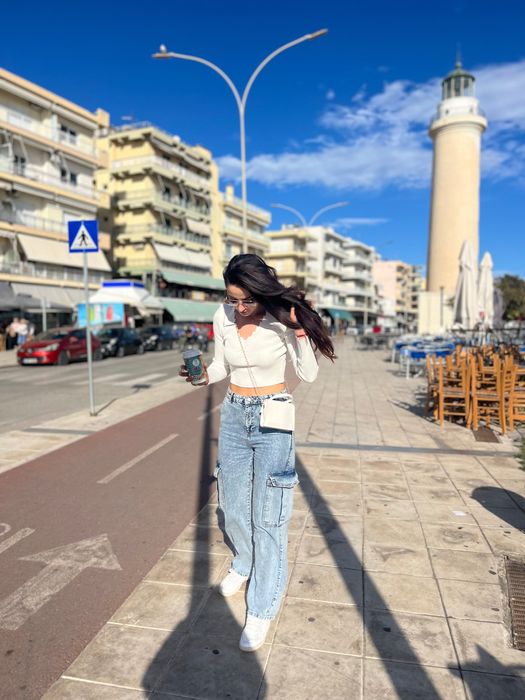 Дънки широки с висока талия