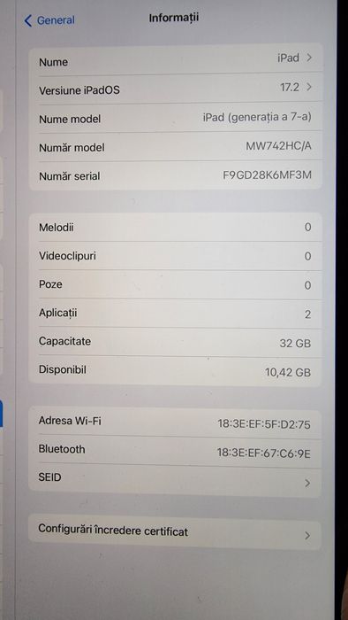 Apple Ipad A2197 10.2 inch impecabila