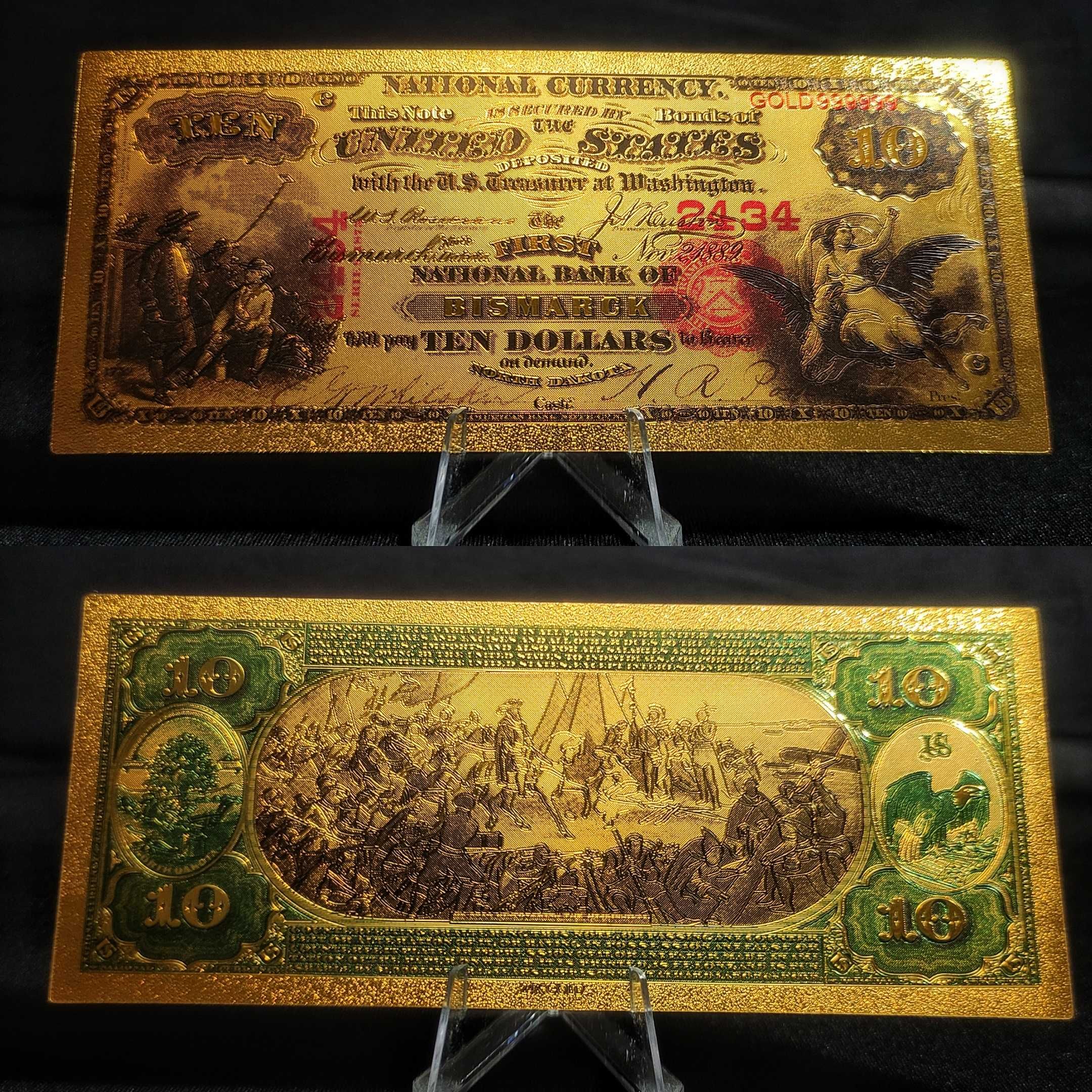 Коллекция сувенирных Долларов США 24k Gold. 7 банкнот