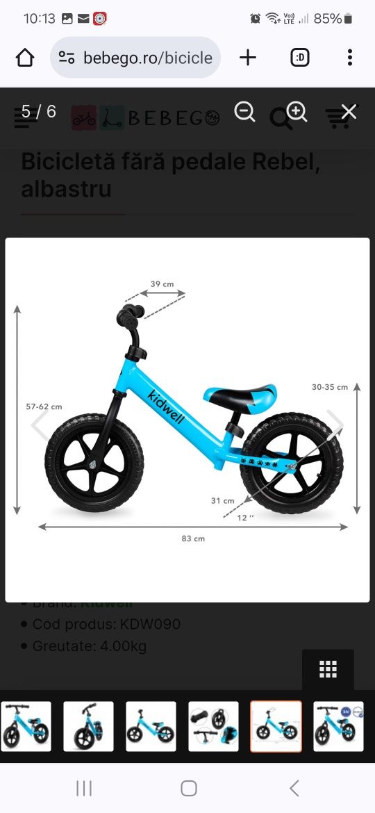 Bicicleta fara pedale Rebel