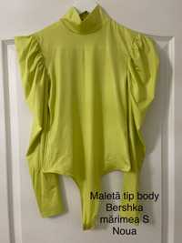 Body bershhka mâneca lunga verde neon