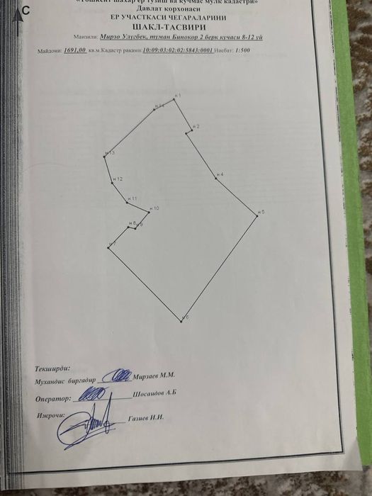 Продаю землю Мирзоулугбекский район центр Луначарского 17 соток 45000$
