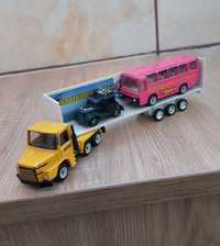 Macheta camion Scania+remorca+autobuz Mercedes-Siku+Kenworth-McTOY-'90