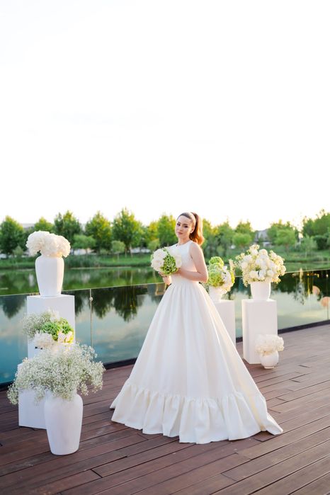 Rochie de mireasa A line, tafta, marimea 38