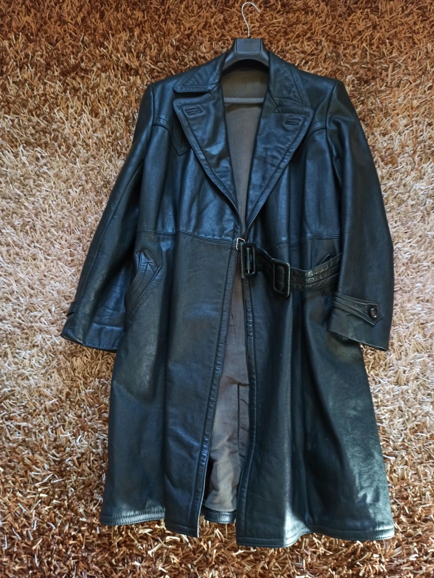 Palton din piele naturala model Vintage
