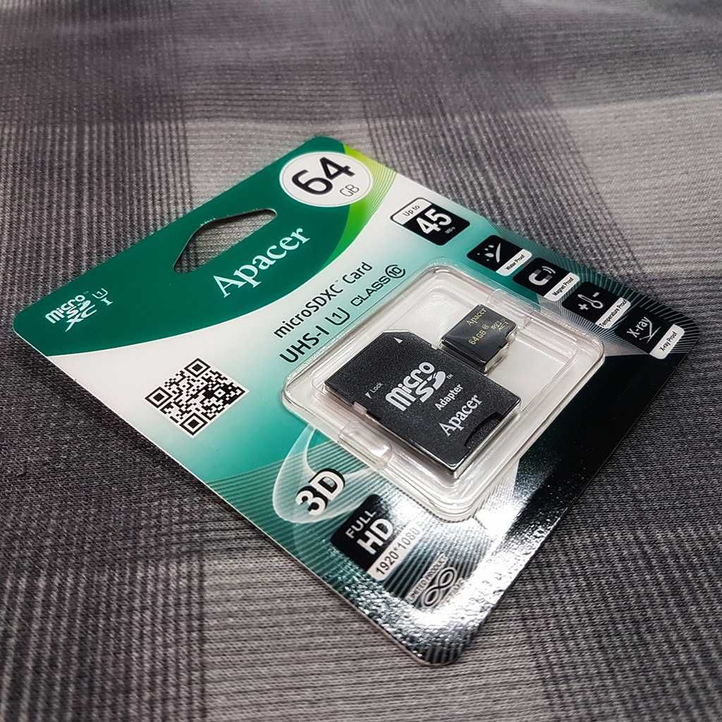 Оригинальные карты памяти Apacer MicroSD 32gb, 64gb, 128GB -10 Class.
