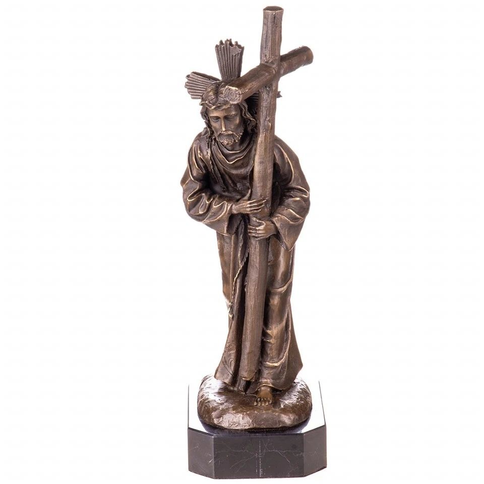 Iisus purtând crucea,statueta din bronz