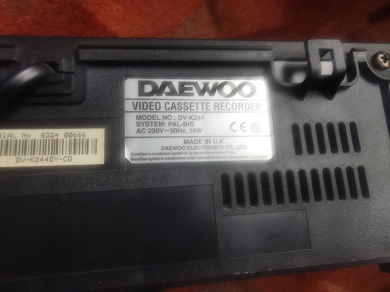 Video recorder DAEWOO made in U. K.