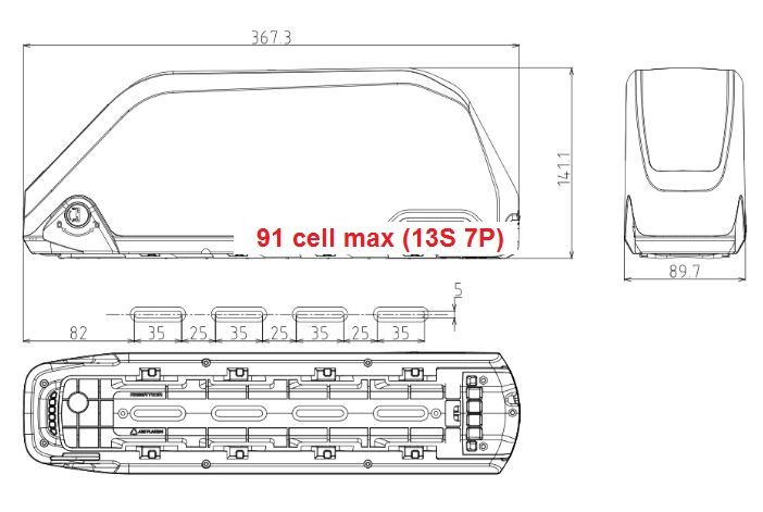 Кутия за батерия за до 91 клетки 24V 36V 48V 52V 60V 72V battery box