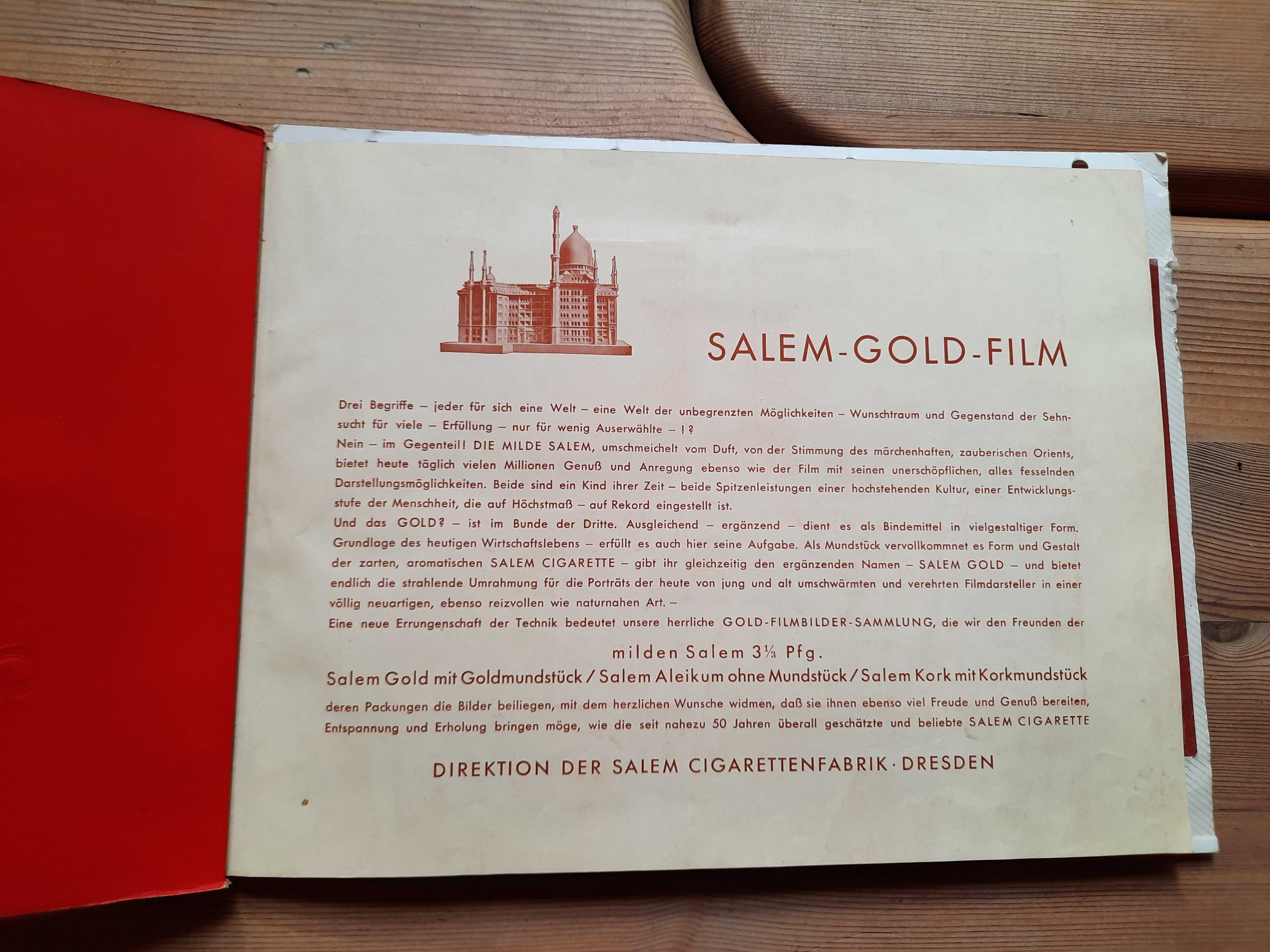 Album Deosebit Colectie SALEM GOLD-FILM-BILDER, ALBUM 1 , 1933