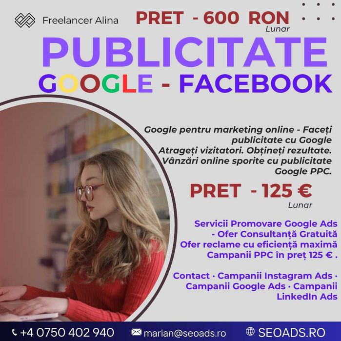 Promovare Facebook TikTok Publicitate Google Ads. Expert SEO Marketing