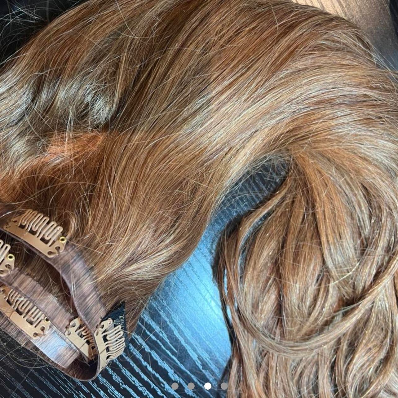 Естествени Реми треси за коса с клипси 200гр - златисто кестенява