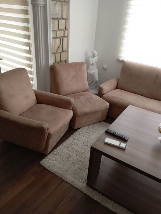 Ъглов диван с 2 фотьойла