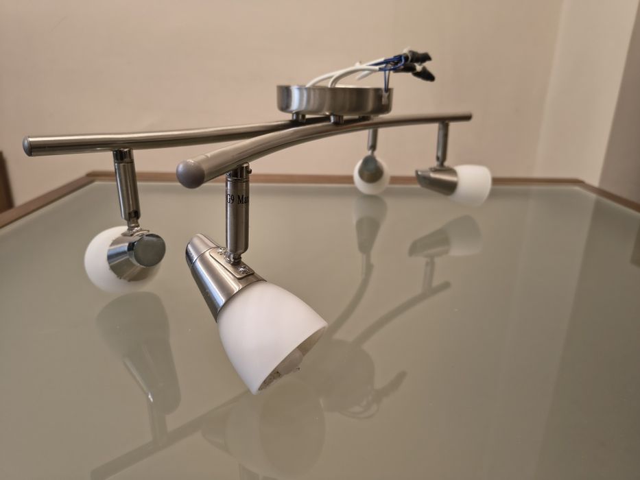 Лампа за таван, хром, 4 спота с крушки