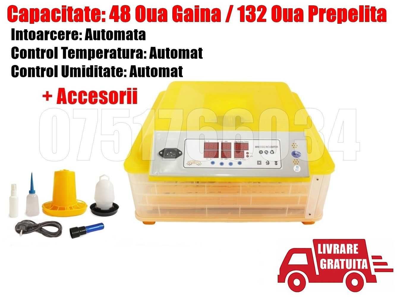Incubator Oua 48 Gaina Pui Automat 5 Accesorii LivratGRATUIT AB